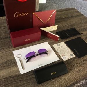 Cartier Purple Tint Diamond Cut Genuine Horn Sunglasses